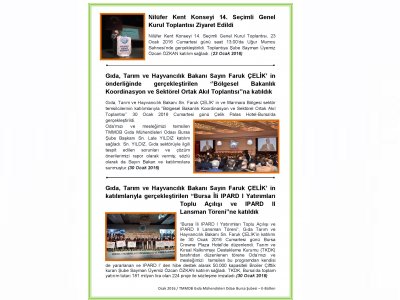 TMMOB GIDA MÜHENDİSLERİ ODASI BURSA ŞUBESİ 
EBÜLTEN OCAK 2016 SAYISI