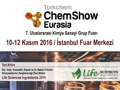 1012 KASIM 2016 TARİHLERİ ARASINDA İLAÇ GIDA KOZMETİK CHEMSHOW EURASİA VE LİFE SCİENCES INGREDİENTS FUARINDA OLACAĞIZ
