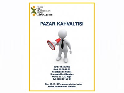04122016 TARİHİNDE PAZAR KAHVALTISI