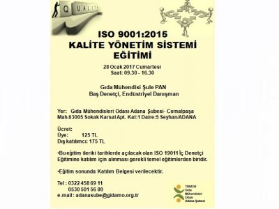 ISO 9001:2015 KALİTE YÖNETİM SİSTEMİ EĞİTİMİ