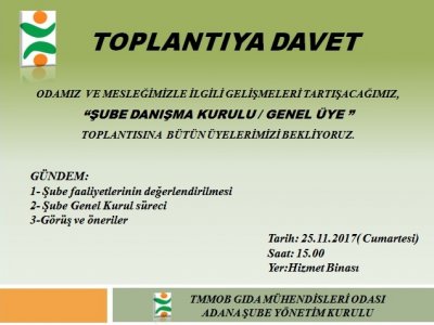 ŞUBE DANIŞMA KURULUGENEL ÜYE TOPLANTISI
