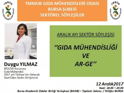 DAVETLİSİNİZ: 
``GIDA MÜHENDİSLİĞİ VE ARGE”SEKTÖREL SÖYLEŞİLER
