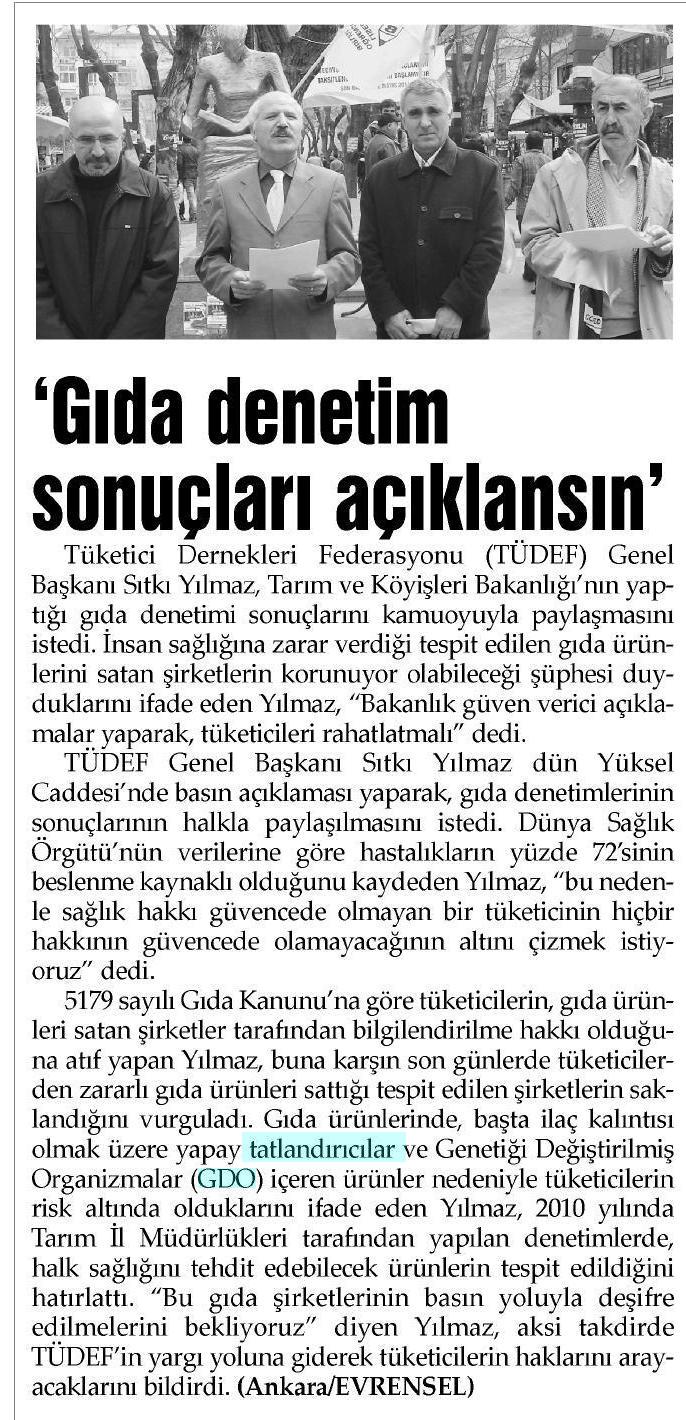 GIDA DENETİM SONUÇLARI AÇIKLANSIN