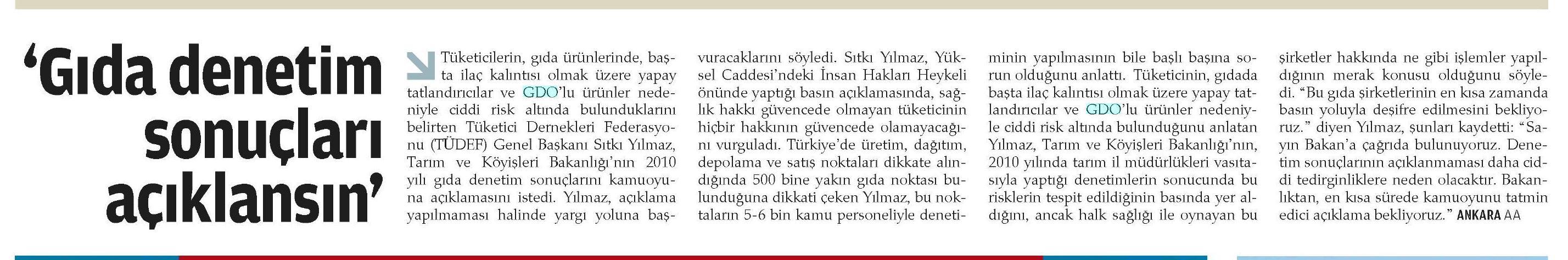 GIDA DENETİM SONUÇLARI AÇIKLANSIN