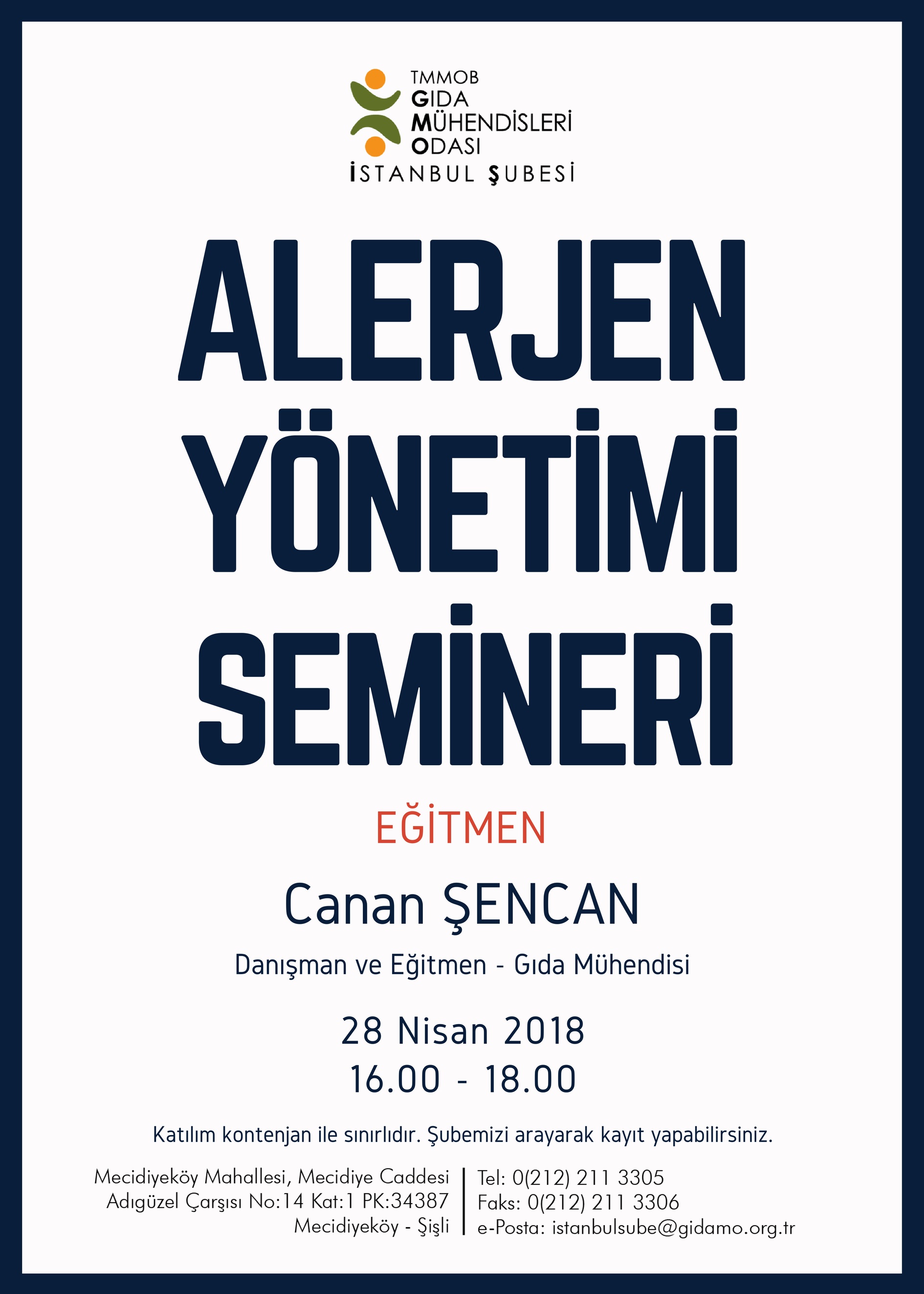 GIDA SANAYİNDE ALERJEN YÖNETİMİ SEMİNER DUYURUSU