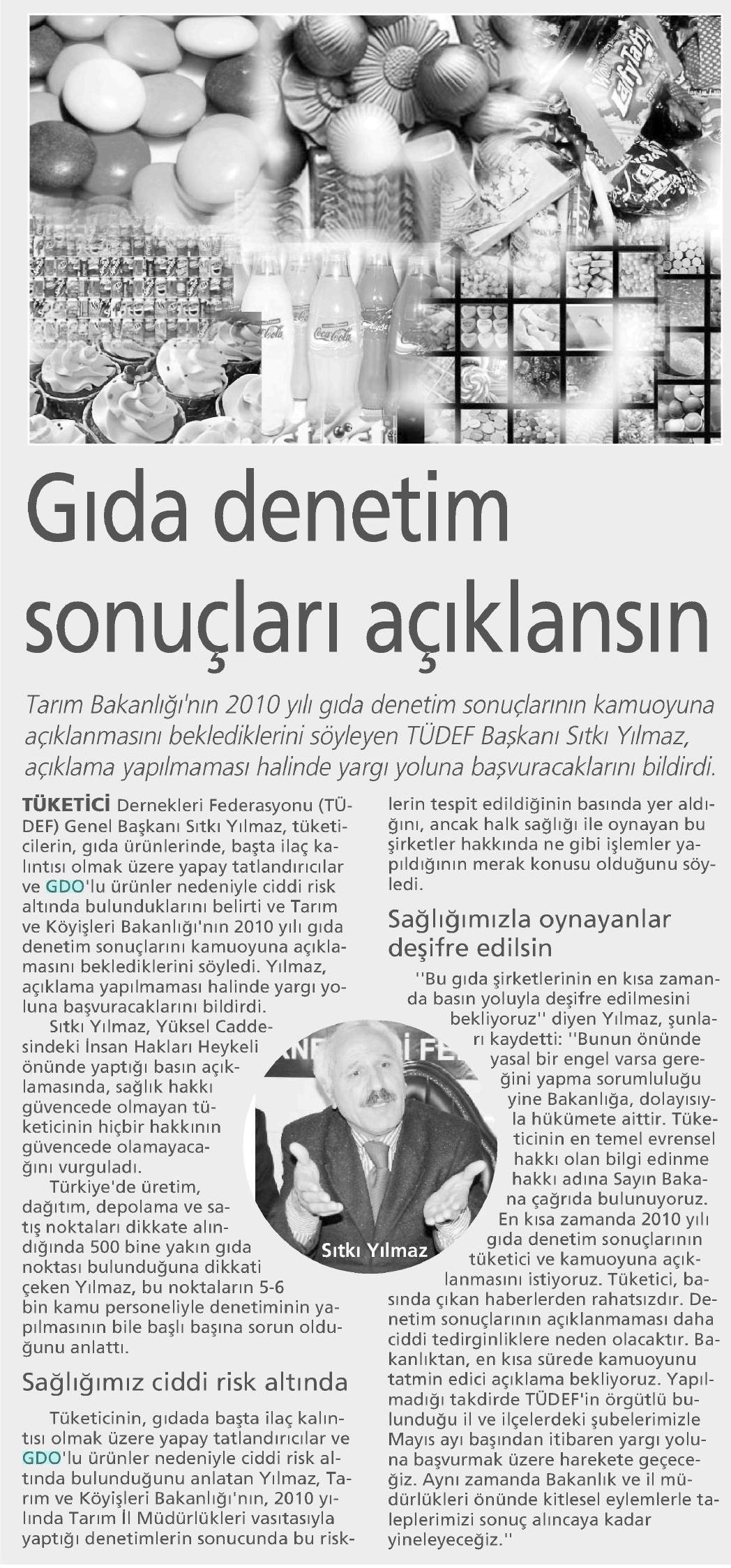 GIDA DENETİM SONUÇLARI AÇIKLANSIN