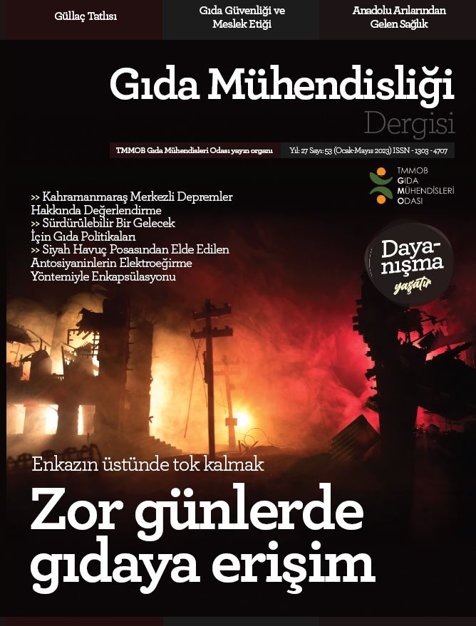 326 GIDA MÜHENDİSLİĞİ DERGİSİ 53. SAYI